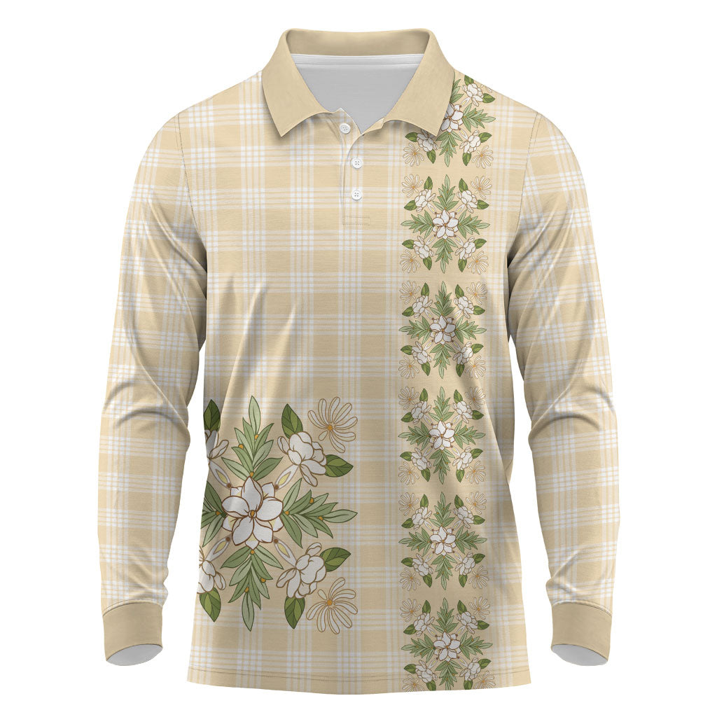 Melemele Ahiahia Hawai'i Palaka Squares Maile Leaf Long Sleeve Polo Shirt Flowers Hawaiian Quilt Patterns