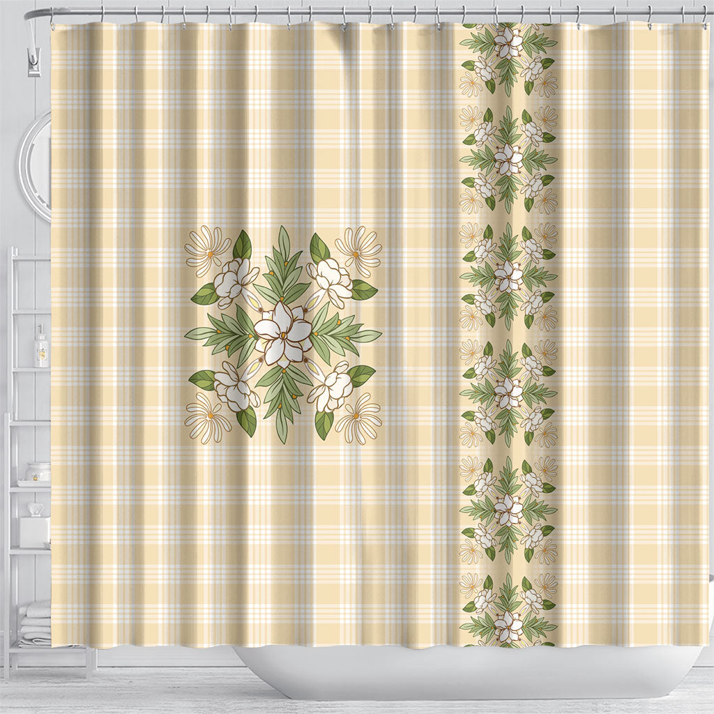 Melemele Ahiahia Hawai'i Palaka Squares Maile Leaf Shower Curtain Flowers Hawaiian Quilt Patterns