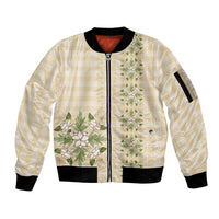 Melemele Ahiahia Hawai'i Palaka Squares Maile Leaf Sleeve Zip Bomber Jacket Flowers Hawaiian Quilt Patterns
