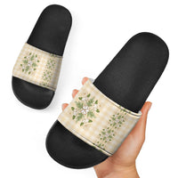 Melemele Ahiahia Hawai'i Palaka Squares Maile Leaf Slide Sandals Flowers Hawaiian Quilt Patterns