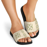 Melemele Ahiahia Hawai'i Palaka Squares Maile Leaf Slide Sandals Flowers Hawaiian Quilt Patterns