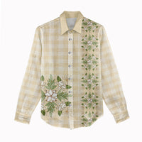 Melemele Ahiahia Hawai'i Palaka Squares Maile Leaf Women Casual Shirt Flowers Hawaiian Quilt Patterns LT9 - Polynesian Pride