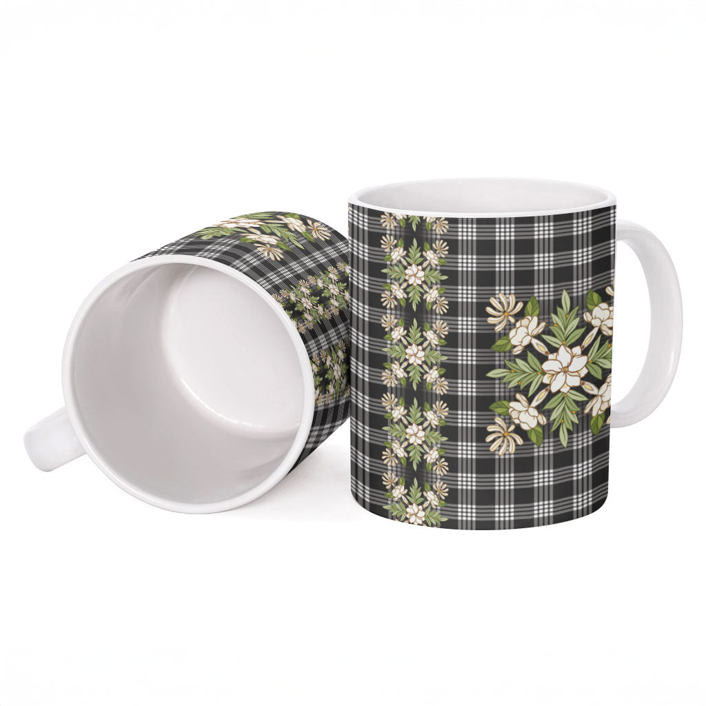 Pauli Hawai'i Palaka Squares Maile Leaf Ceramic Mug Flowers Hawaiian Quilt Patterns