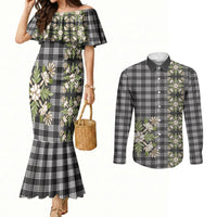 Pauli Hawai'i Palaka Squares Maile Leaf Couples Matching Mermaid Dress and Long Sleeve Button Shirt Flowers Hawaiian Quilt Patterns