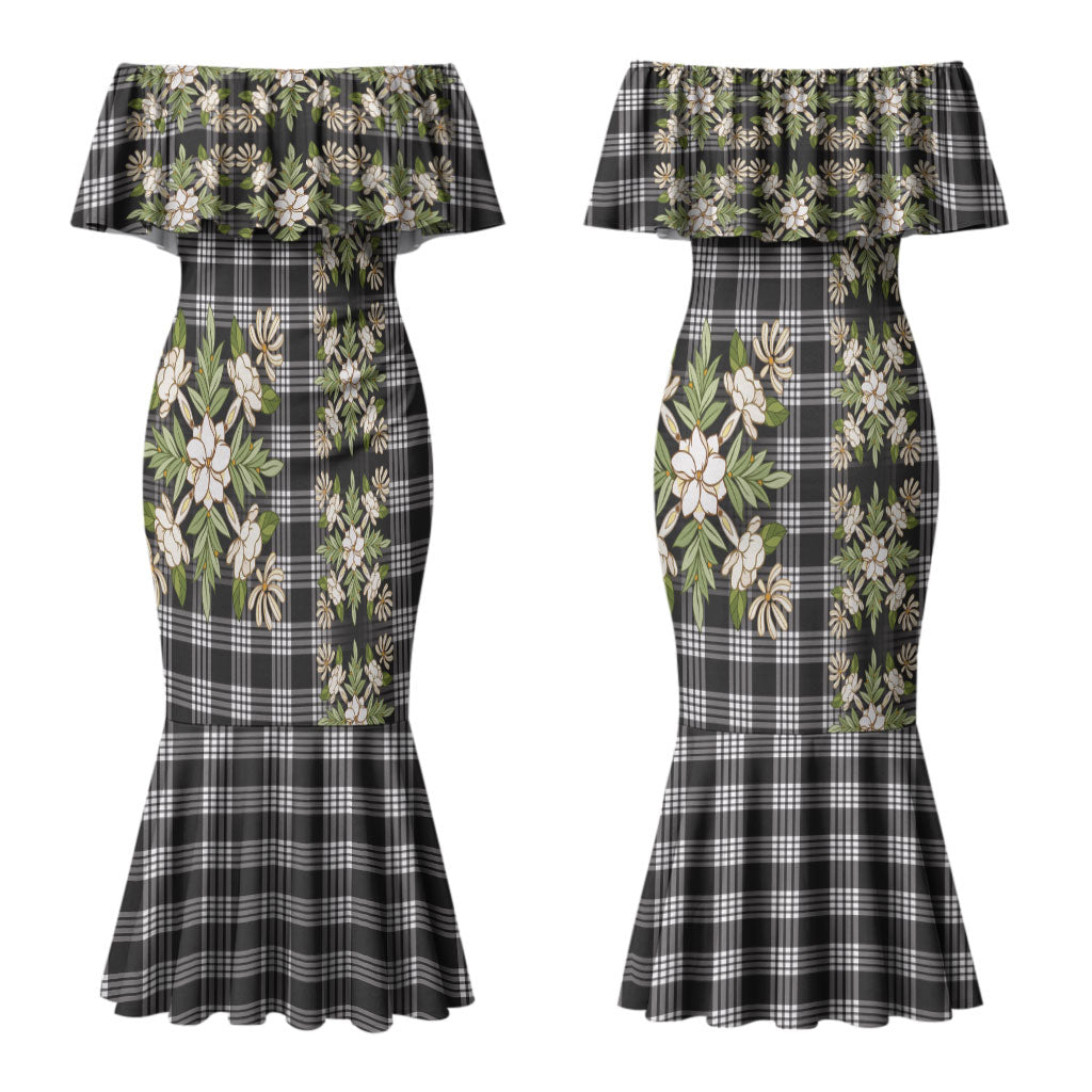 Pauli Hawai'i Palaka Squares Maile Leaf Couples Matching Mermaid Dress and Long Sleeve Button Shirt Flowers Hawaiian Quilt Patterns