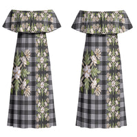Pauli Hawai'i Palaka Squares Maile Leaf Couples Matching Off Shoulder Maxi Dress and Hawaiian Shirt Flowers Hawaiian Quilt Patterns
