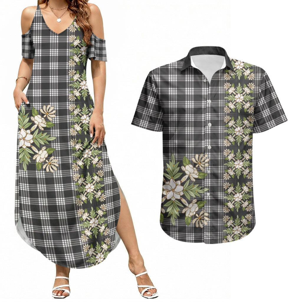 Pauli Hawai'i Palaka Squares Maile Leaf Couples Matching Summer Maxi Dress and Hawaiian Shirt Flowers Hawaiian Quilt Patterns