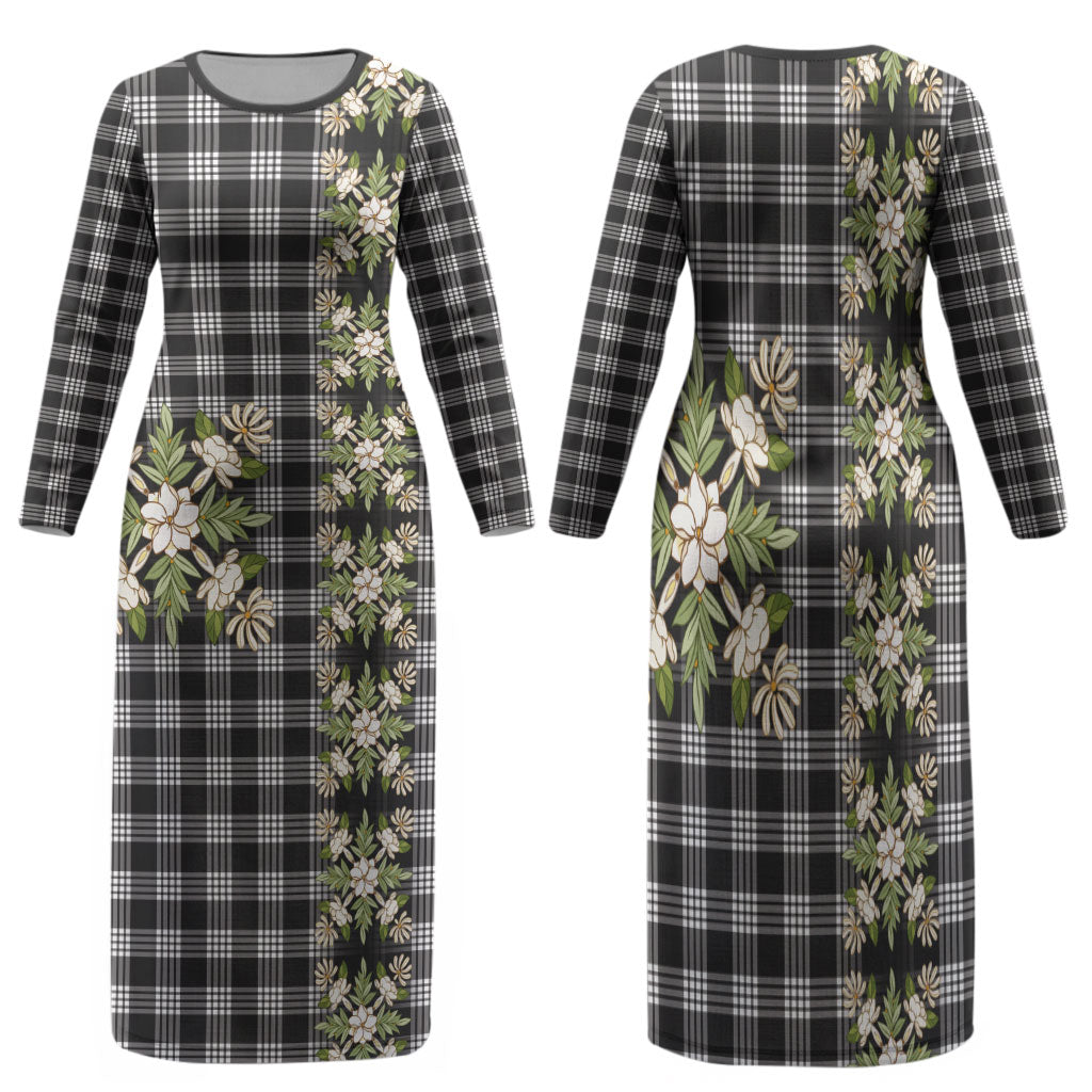Pauli Hawai'i Palaka Squares Maile Leaf Family Matching Long Sleeve Bodycon Dress and Hawaiian Shirt Flowers Hawaiian Quilt Patterns