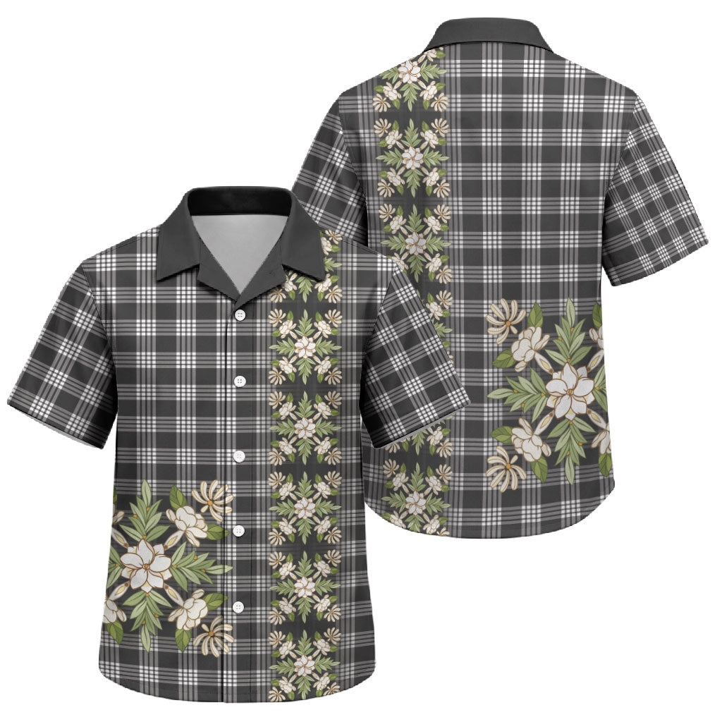 Pauli Hawai'i Palaka Squares Maile Leaf Family Matching Off The Shoulder Long Sleeve Dress and Hawaiian Shirt Flowers Hawaiian Quilt Patterns