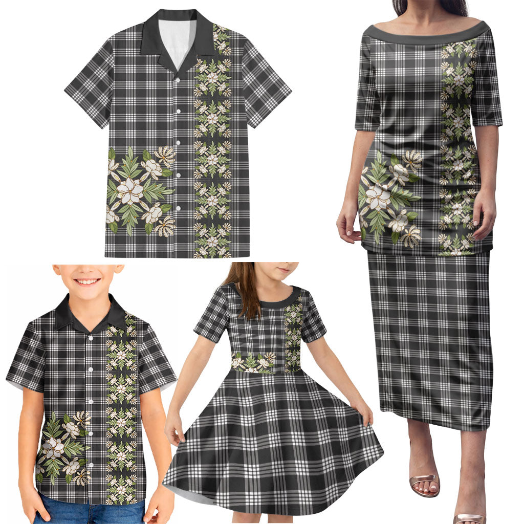Pauli Hawai'i Palaka Squares Maile Leaf Family Matching Puletasi and Hawaiian Shirt Flowers Hawaiian Quilt Patterns