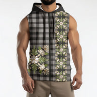 Pauli Hawai'i Palaka Squares Maile Leaf Sleeveless Zip Hoodie Flowers Hawaiian Quilt Patterns