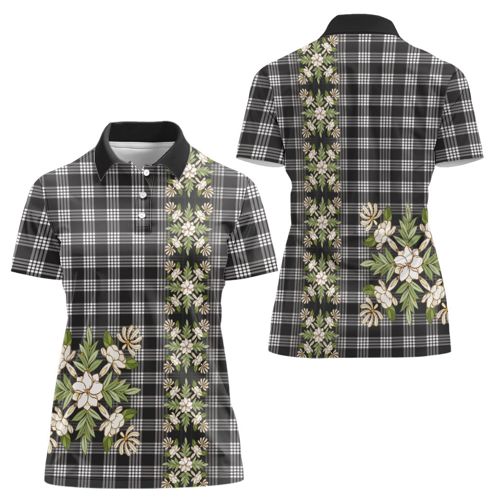 Pauli Hawai'i Palaka Squares Maile Leaf Women Polo Shirt Flowers Hawaiian Quilt Patterns