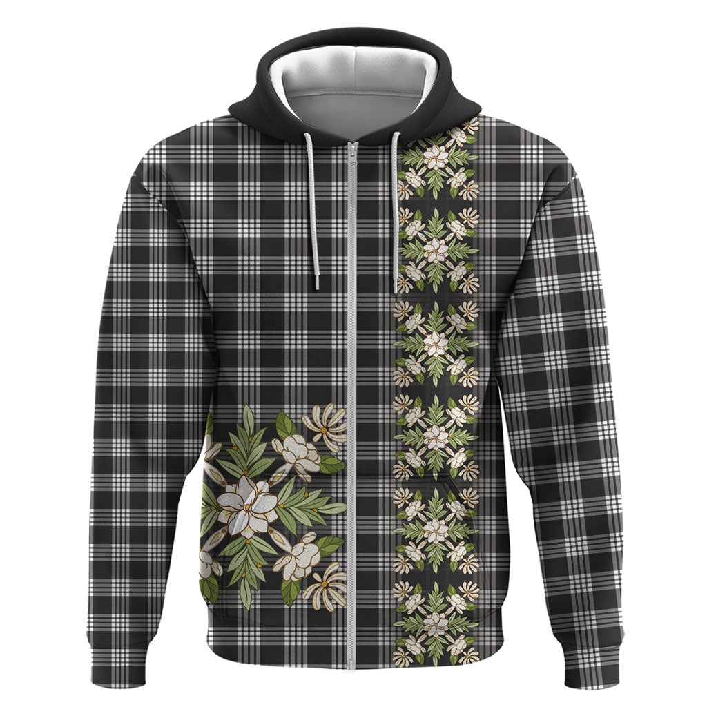 Pauli Hawai'i Palaka Squares Maile Leaf Zip Hoodie Flowers Hawaiian Quilt Patterns