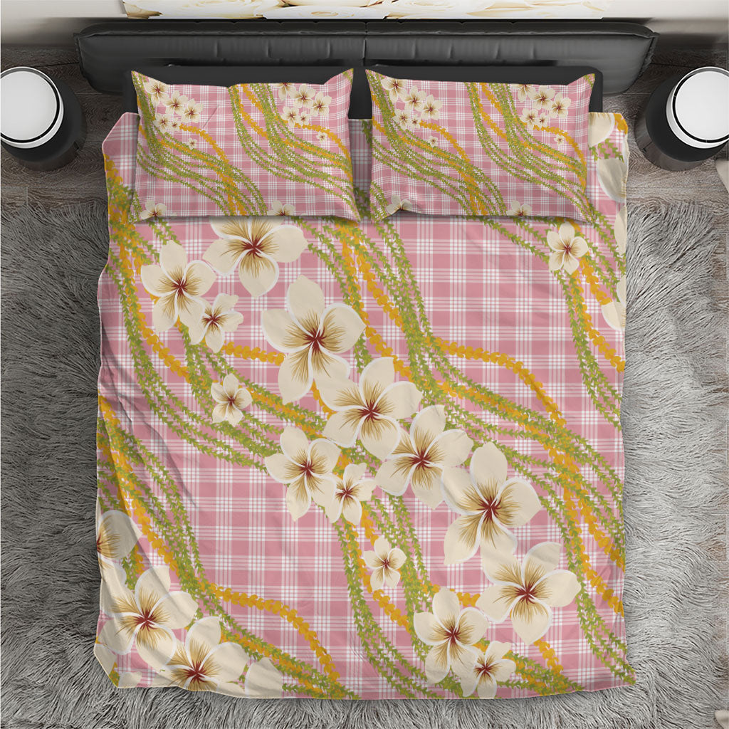 Akala Hamele Palaka Plumeria Bedding Set Puakenikeni and Maile Lei LT9 Dusty Rose - Polynesian Pride