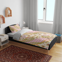 Akala Hamele Palaka Plumeria Bedding Set Puakenikeni and Maile Lei