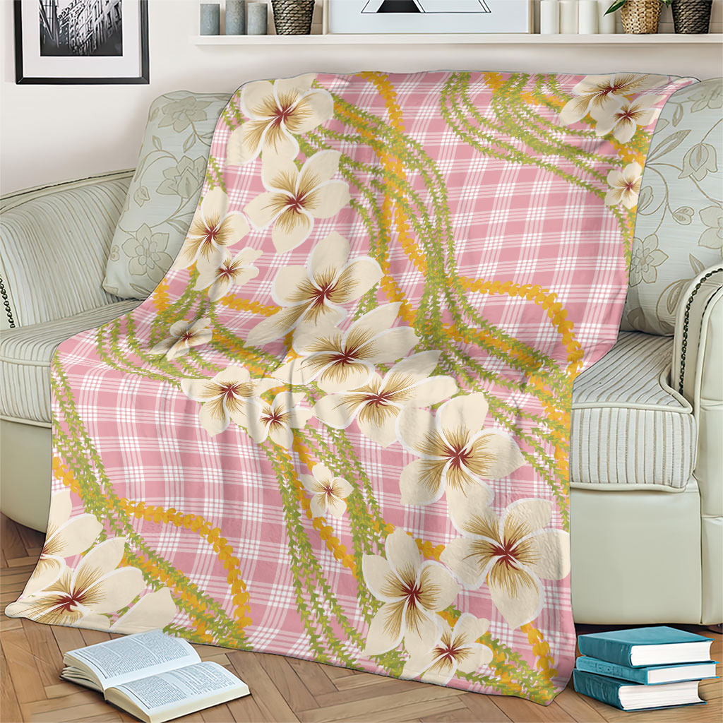 Akala Hamele Palaka Plumeria Blanket Puakenikeni and Maile Lei