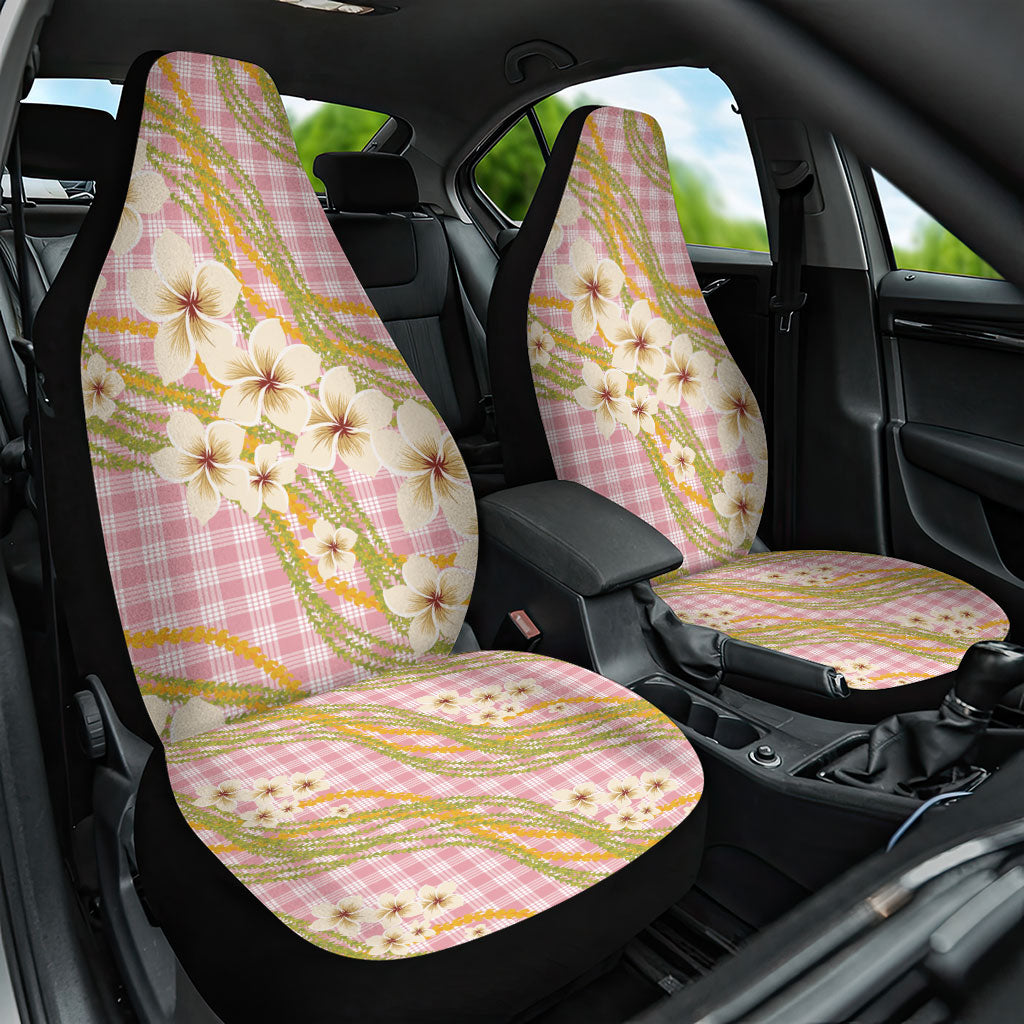 Akala Hamele Palaka Plumeria Car Seat Cover Puakenikeni and Maile Lei