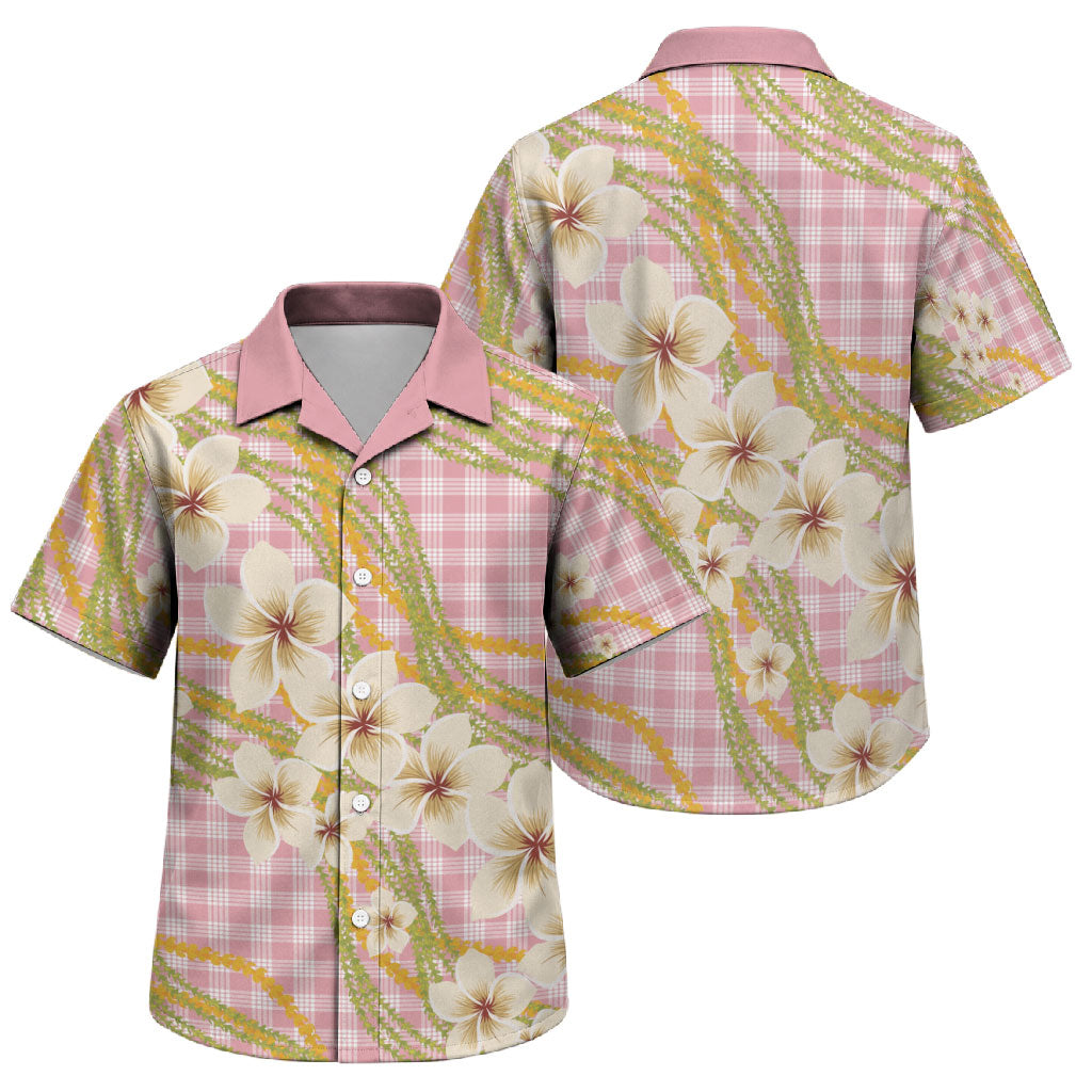 Akala Hamele Palaka Plumeria Family Matching Summer Maxi Dress and Hawaiian Shirt Puakenikeni and Maile Lei