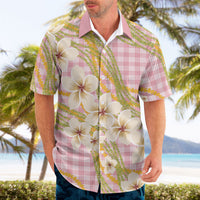 Akala Hamele Palaka Plumeria Hawaiian Shirt Puakenikeni and Maile Lei