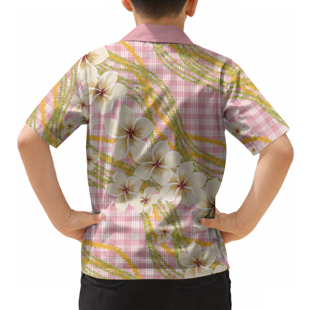 Akala Hamele Palaka Plumeria Hawaiian Shirt Puakenikeni and Maile Lei