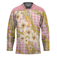 Akala Hamele Palaka Plumeria Hockey Jersey Puakenikeni and Maile Lei