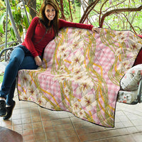 Akala Hamele Palaka Plumeria Quilt Puakenikeni and Maile Lei
