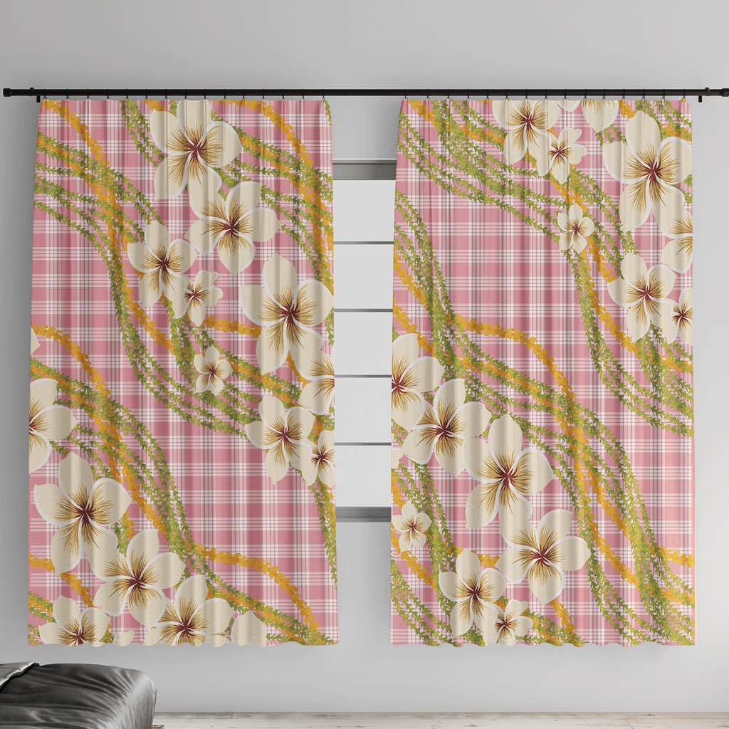 Akala Hamele Palaka Plumeria Window Curtain Puakenikeni and Maile Lei LT9 With Hooks Dusty Rose - Polynesian Pride