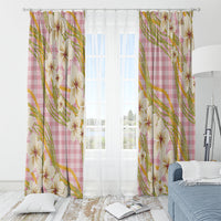 Akala Hamele Palaka Plumeria Window Curtain Puakenikeni and Maile Lei
