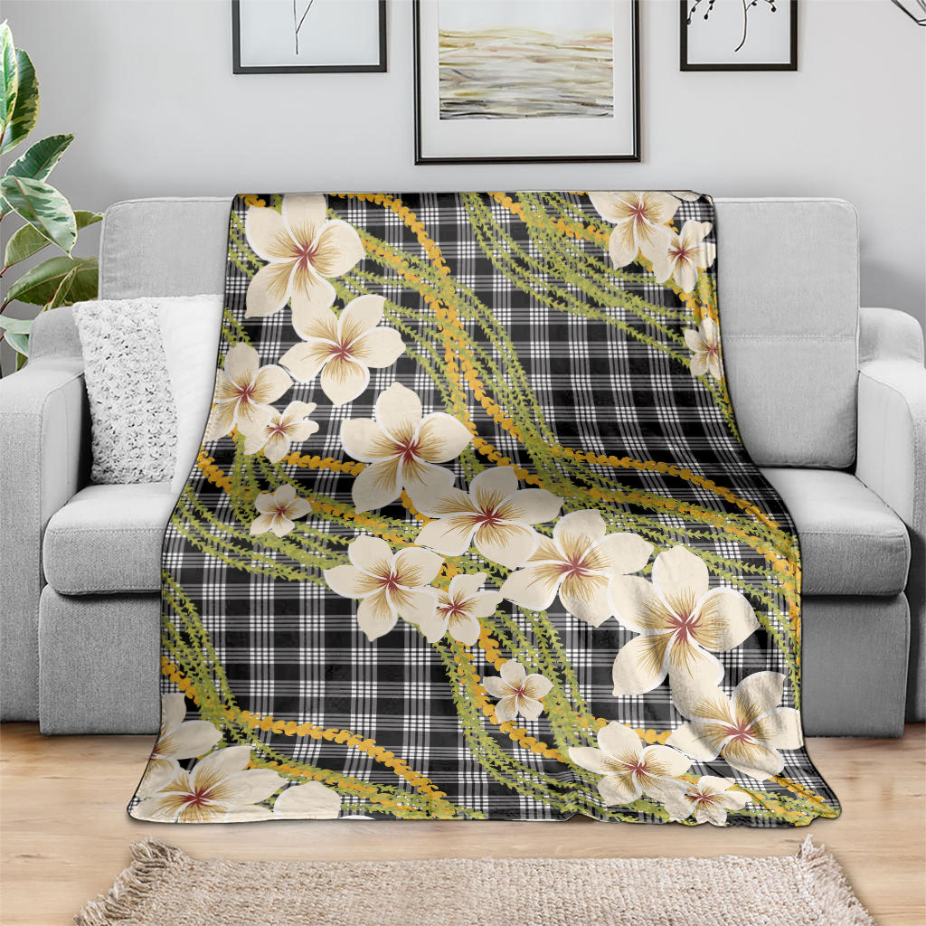 Ele'ele Hawai'i Palaka Plumeria Blanket Puakenikeni and Maile Lei