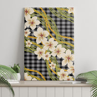 Ele'ele Hawai'i Palaka Plumeria Canvas Wall Art Puakenikeni and Maile Lei