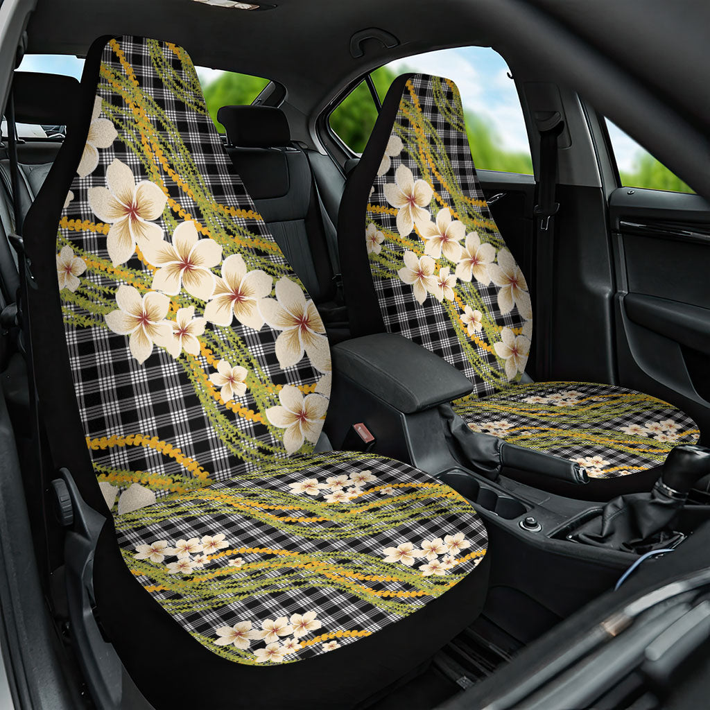 Ele'ele Hawai'i Palaka Plumeria Car Seat Cover Puakenikeni and Maile Lei