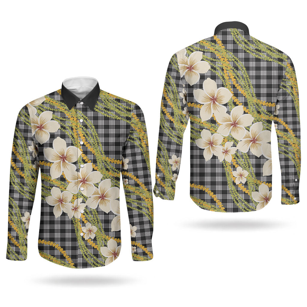Ele'ele Hawai'i Palaka Plumeria Couples Matching Tank Maxi Dress and Long Sleeve Button Shirt Puakenikeni and Maile Lei