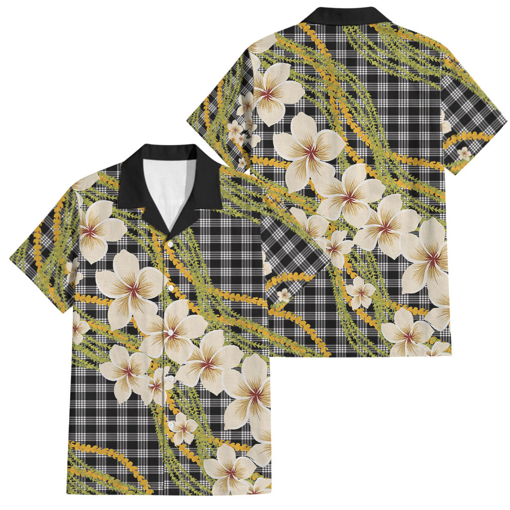 Ele'ele Hawai'i Palaka Plumeria Family Matching Off Shoulder Maxi Dress and Hawaiian Shirt Puakenikeni and Maile Lei