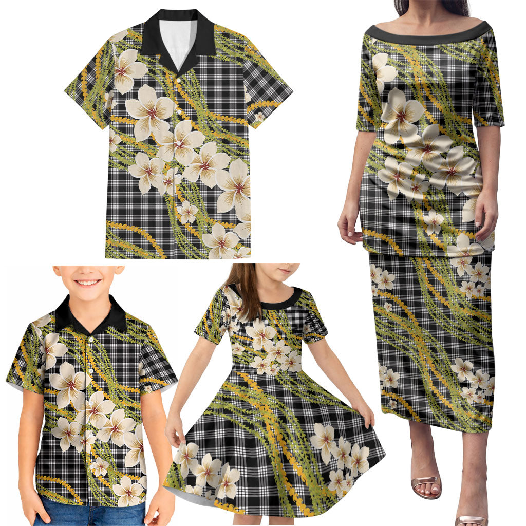 Ele'ele Hawai'i Palaka Plumeria Family Matching Puletasi and Hawaiian Shirt Puakenikeni and Maile Lei LT9 - Polynesian Pride