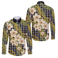 Ele'ele Hawai'i Palaka Plumeria Family Matching Short Sleeve Bodycon Dress and Hawaiian Shirt Puakenikeni and Maile Lei