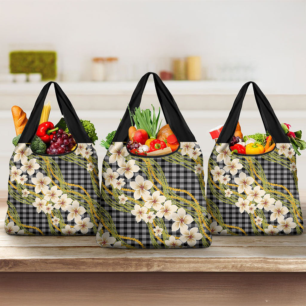 Ele'ele Hawai'i Palaka Plumeria Grocery Bag Puakenikeni and Maile Lei