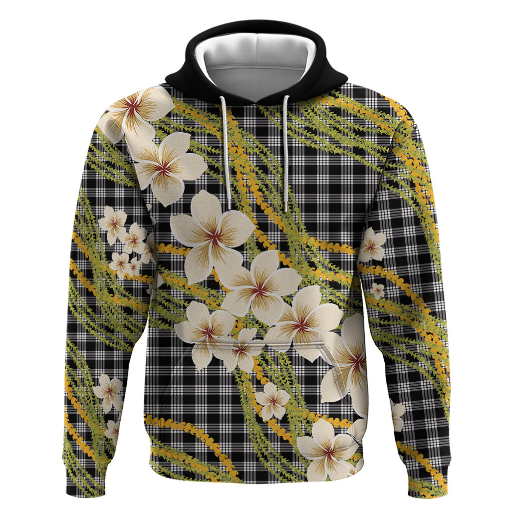 Ele'ele Hawai'i Palaka Plumeria Hoodie Puakenikeni and Maile Lei