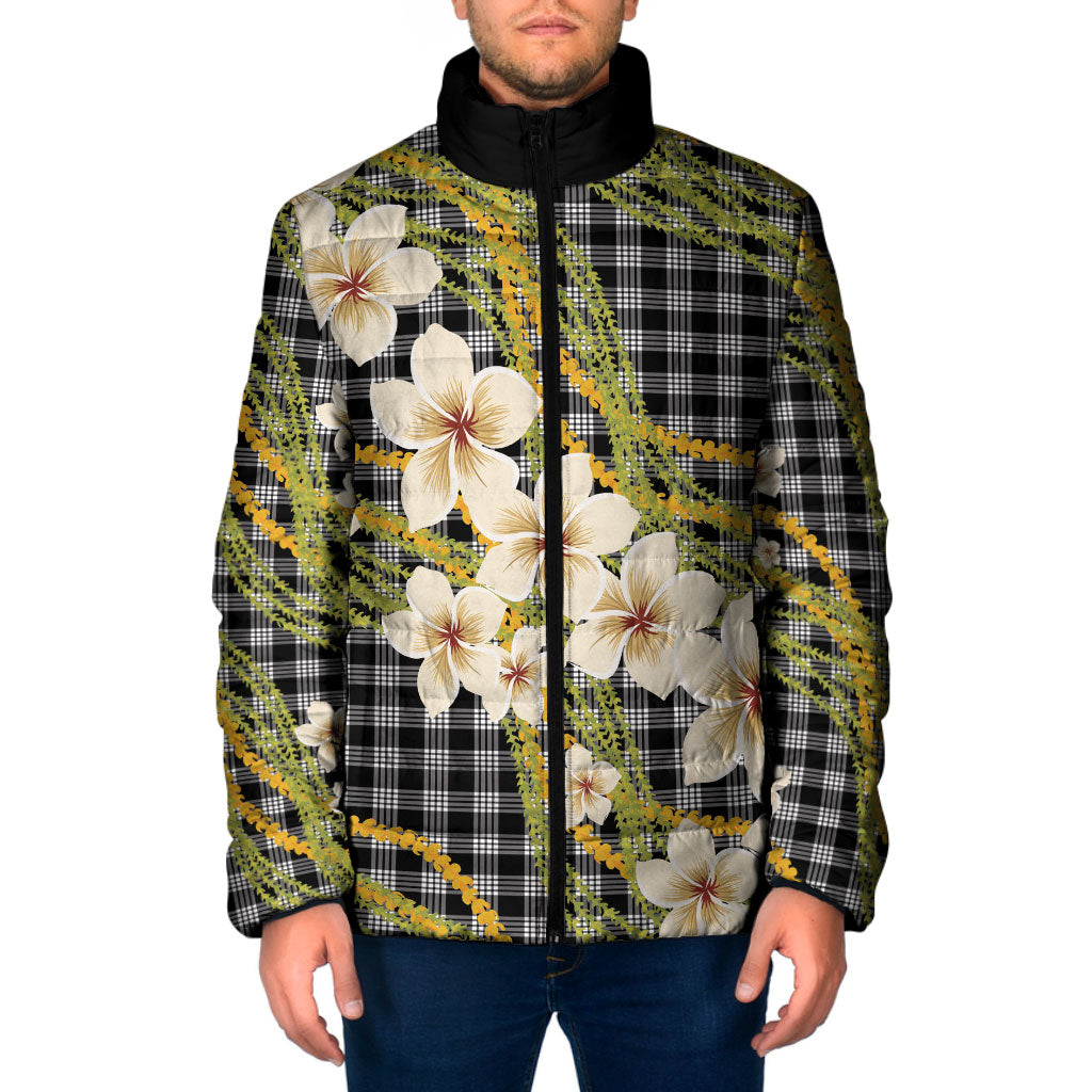 Ele'ele Hawai'i Palaka Plumeria Padded Jacket Puakenikeni and Maile Lei LT9 Men Black - Polynesian Pride