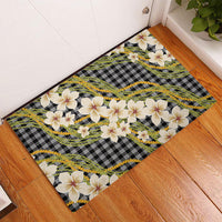 Ele'ele Hawai'i Palaka Plumeria Rubber Doormat Puakenikeni and Maile Lei