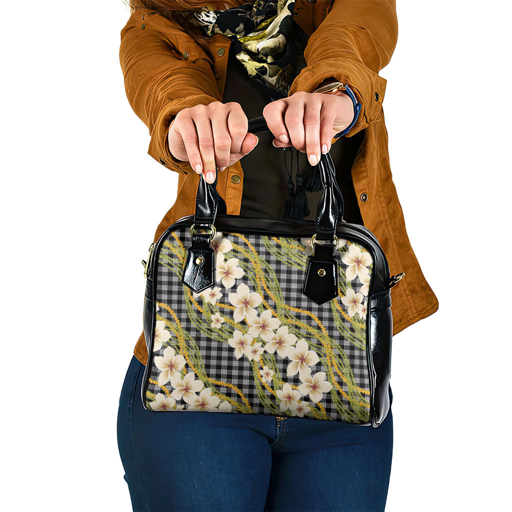 Ele'ele Hawai'i Palaka Plumeria Shoulder Handbag Puakenikeni and Maile Lei