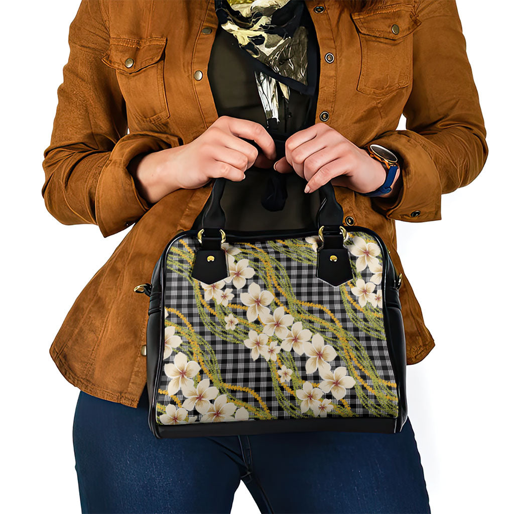 Ele'ele Hawai'i Palaka Plumeria Shoulder Handbag Puakenikeni and Maile Lei