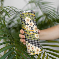Ele'ele Hawai'i Palaka Plumeria Skinny Tumbler Puakenikeni and Maile Lei LT9 - Polynesian Pride