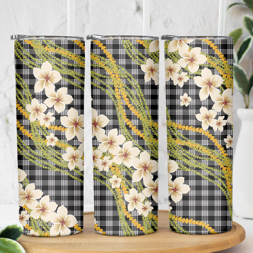 Ele'ele Hawai'i Palaka Plumeria Skinny Tumbler Puakenikeni and Maile Lei LT9 - Polynesian Pride
