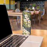 Ele'ele Hawai'i Palaka Plumeria Skinny Tumbler Puakenikeni and Maile Lei LT9 - Polynesian Pride