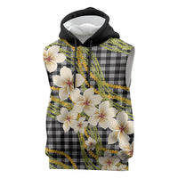 Ele'ele Hawai'i Palaka Plumeria Sleeveless Hoodie Puakenikeni and Maile Lei