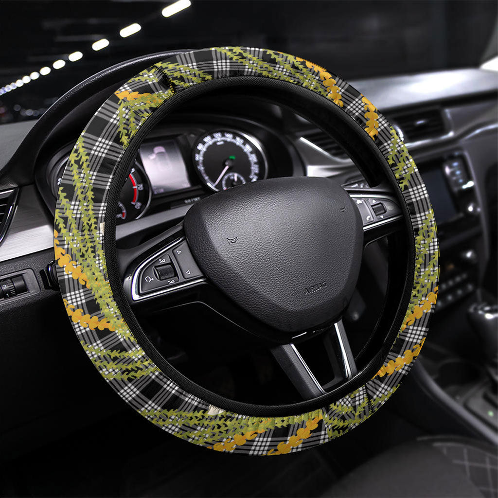 Ele'ele Hawai'i Palaka Plumeria Steering Wheel Cover Puakenikeni and Maile Lei