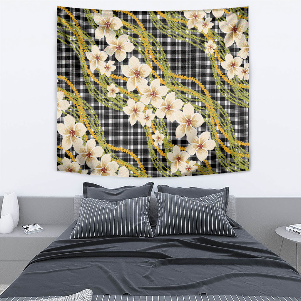 Ele'ele Hawai'i Palaka Plumeria Tapestry Puakenikeni and Maile Lei