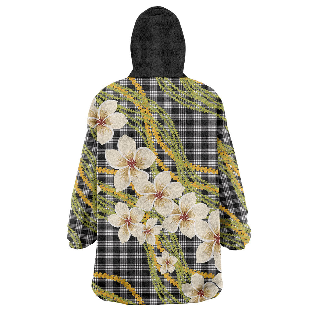 Ele'ele Hawai'i Palaka Plumeria Wearable Blanket Hoodie Puakenikeni and Maile Lei LT9 - Polynesian Pride