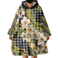 Ele'ele Hawai'i Palaka Plumeria Wearable Blanket Hoodie Puakenikeni and Maile Lei LT9 - Polynesian Pride