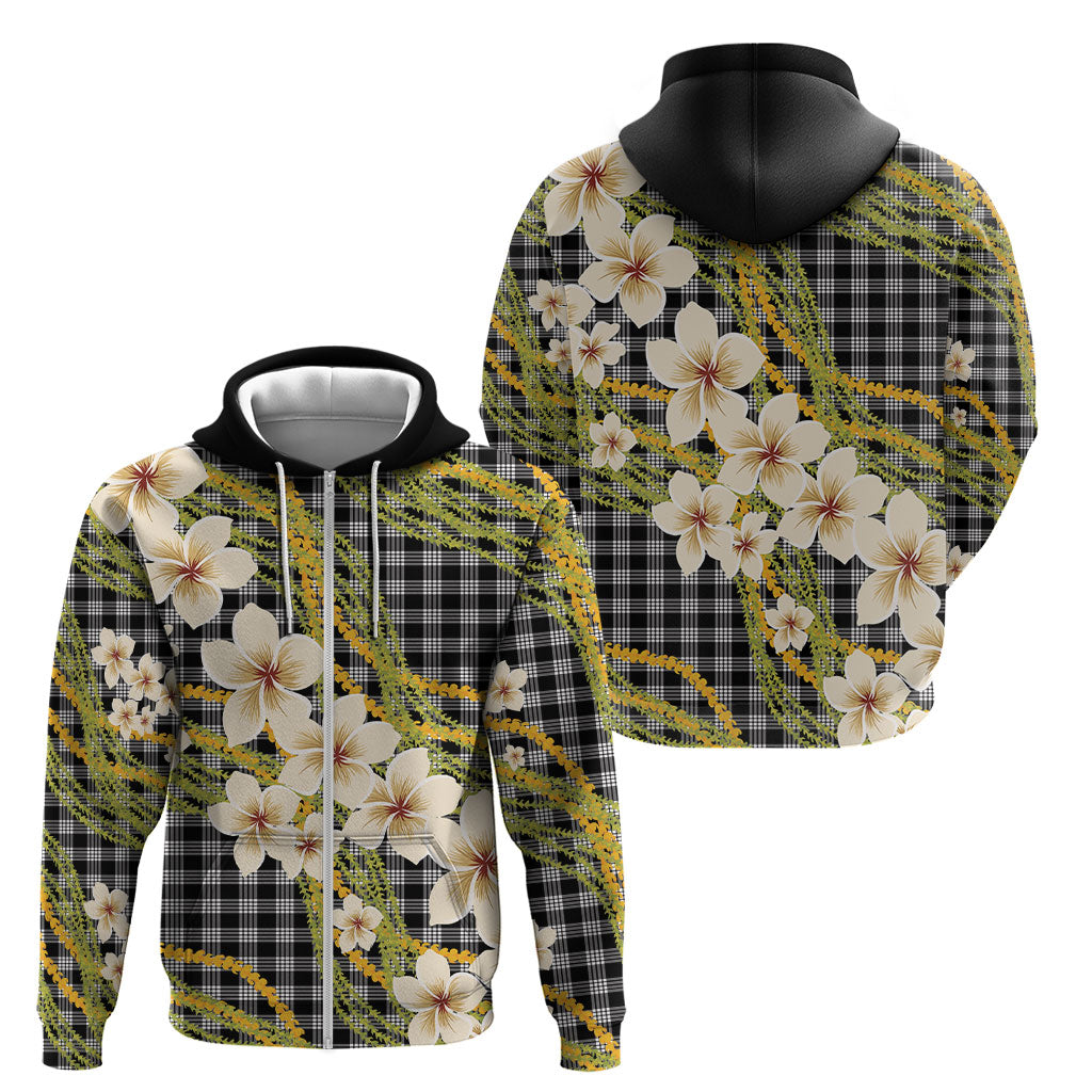 Ele'ele Hawai'i Palaka Plumeria Zip Hoodie Puakenikeni and Maile Lei